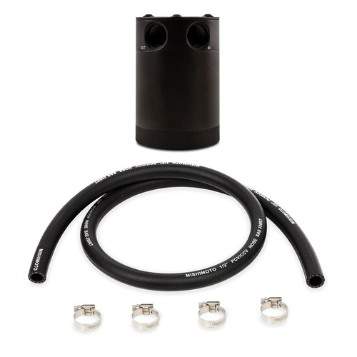 Mishimoto MMBCC-CBTWO-BKH - Assembled Universal 2-Port Catch Can Black w/ Hose