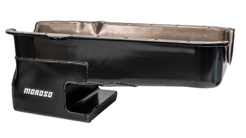 Moroso 20211 - Pre-80 Chevrolet Small Block (w/Driver Side Dipstick) Wet Sump 6qt 9in Steel Oil Pan - Black