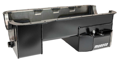 Moroso 20534 - Ford 351W (w/Rear Sump & Billet End Seals) Road Race Baffled Wet Sump 7qt 7.5in Steel Oil Pan