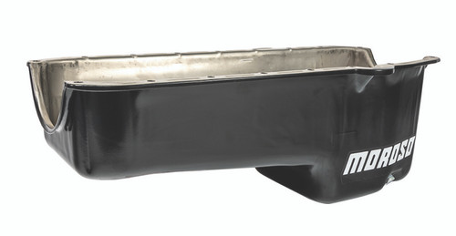 Moroso 20170 - Pre-80 Chevrolet Small Block (w/Driver Side Dipstick) Wet Sump 5qt 7.5in Steel Oil Pan - Blk