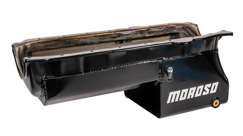 Moroso 21017 - Pre-85 Chevrolet Small Block/Dart SHP Power Pouch Wet Sump 7qt 8.25in Steel Oil Pan - Black
