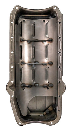 Moroso 21015 - Pre-80 Chevrolet SBC/Dart Little M Power Pouch Wet Sump 7qt 8.25in Steel Oil Pan - Black