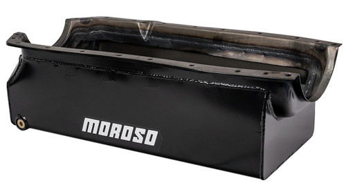 Moroso 21631 - 65-Up Oldsmobile V-8 (330-455) Marine Stroker Box Sump Flat Bottom 10qt 7.25in Steel Oil Pan
