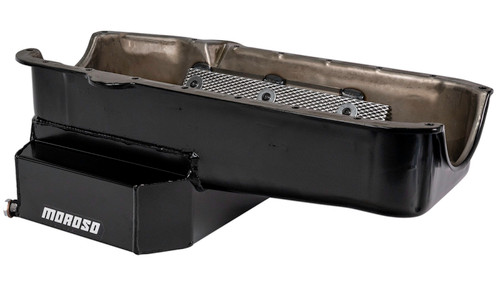 Moroso 21813 - Pre-80 Chevrolet Small Block (w/2 Pc Seal) Road Race Wet Sump 7qt 7.5in Steel Oil Pan - Black