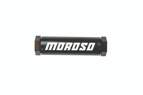 Moroso 65231 - In-Line Fuel Filter - 5-1/8in - 3/8in NPT - 40 Micron SS Filter - Aluminum