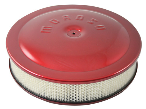 Moroso 65905 - Racing Air Cleaner - 14in x 3in Filter - Aluminum - Red Powder Coat