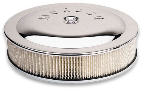 Moroso 65911 - Racing Air Cleaner - 14in x 3in Filter - Flat Bottom - Aluminum - Chrome Plated