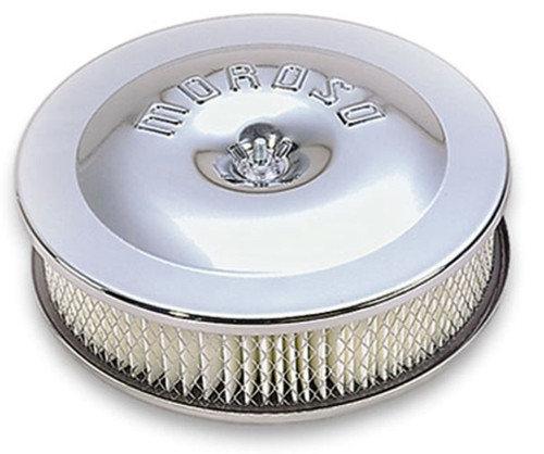 Moroso 66310 - Race/Street Air Cleaner - 8-1/2in x 2-3/8in Filter - Steel - Chrome Plated