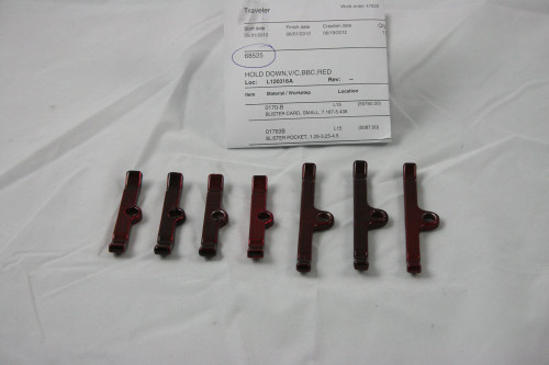 Moroso 68525 - Chevrolet Big Block Valve Cover Hold Downs - Steel - Red Powder Coat - Set of 7