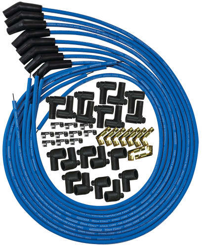 Moroso 73220 - Universal Ignition Wire Set - Blue Max - Spiral Core - Unsleeved - 135 Degree - Blue Moroso 73220 - Universal Ignition Wire Set - Blue Max - Spiral Core - Unsleeved - 135 Degree - Blue