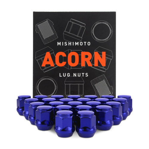Mishimoto MMLG-AC1215-24BL - Steel Acorn Lug Nuts M12 x 1.5 - 24pc Set - Blue