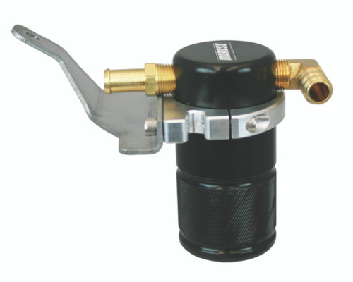 Moroso 85669 - 07-11 Jeep 3.8L JK Air/Oil Separator Catch Can - Small Body - Billet Aluminum - Black Finish