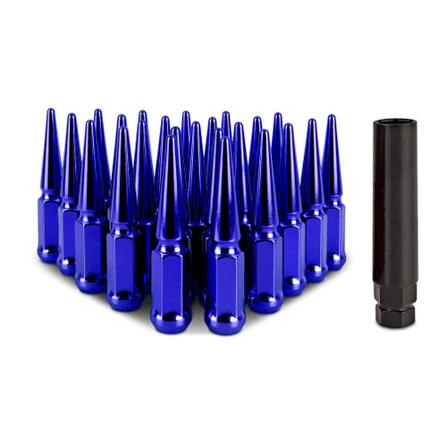 Mishimoto MMLG-SP1415-24BL - Steel Spiked Lug Nuts M14 x 1.5 24pc Set Blue