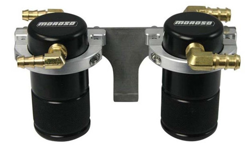 Moroso 85647 - 08-14 Subaru STi (w/Front Mount Intercooler) Air/Oil Separator Catch Can - Billet Alum -Black