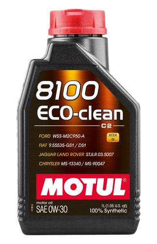 Motul 102888 - 1L Synthetic Engine Oil 8100 Eco-Clean 0W30 12X1L - C2/API SM/ST.JLR 03.5007 - 1L