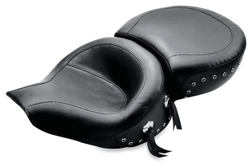 Mustang Motorcycle 75457 - Mustang 94-96 Harley Road King Standard Touring 1PC Seat w/Black Pearl Studs - Black