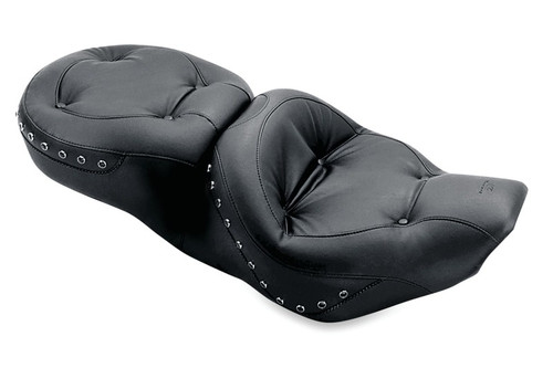 Mustang Motorcycle 75466 - Mustang 97-07 Harley Rd King, 06-07 Str Glide, 00-05 Eagle Tour 1PC Seat w/Blk Pearl Studs - Black