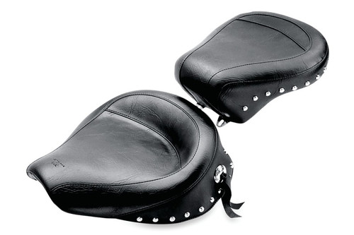 Mustang Motorcycle 75474 - Mustang 91-05 Harley Dyna Wide Touring Passenger Seat w/Studs - Black