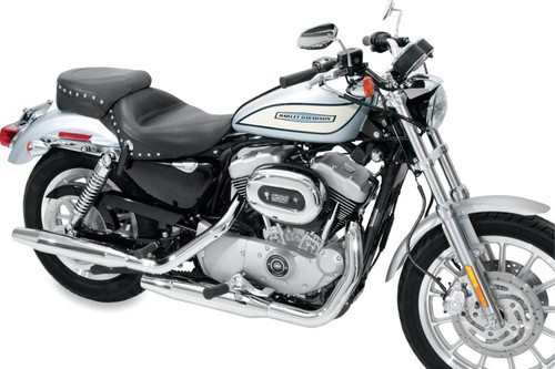 Mustang Motorcycle 76151 - Mustang 04-21 Harley Sportster 3.3 Gallon Wide Touring Solo Seat w/Studs - Black