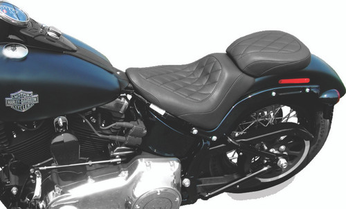 Mustang Motorcycle 76762 - Mustang 11-13 Harley Blackline, 12-17 Slim,Slim S Wide Tripper Solo Seat Diamond Stitch - Black