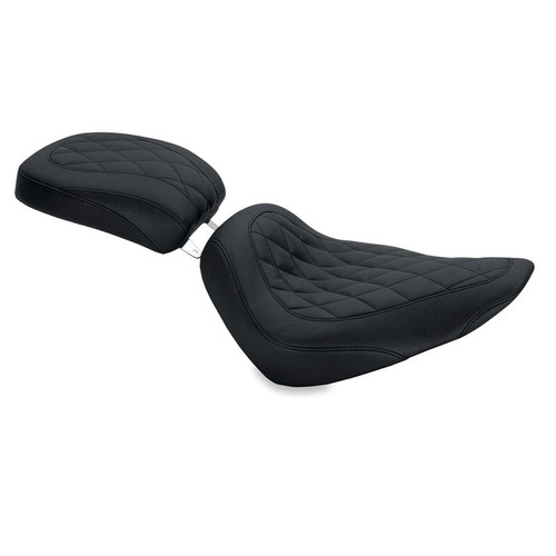 Mustang Motorcycle 76802 - Mustang 84-06 Harley Standard Rear Tire Wide Tripper Solo Seat Diamond Stitch - Black