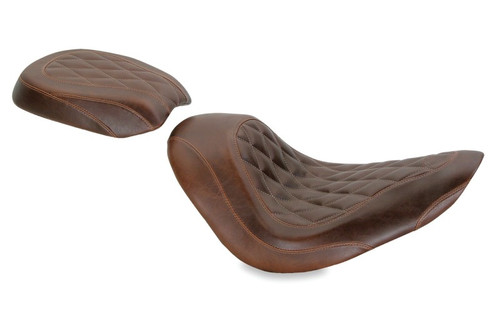 Mustang Motorcycle 76746 - Mustang 06-17 Harley Softail Wide Tire (200mm)Wide Tripper Solo Seat - Distressed Brown