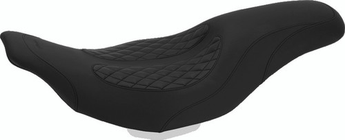 Mustang Motorcycle 76983 - Mustang 97-07 Harley Electra Glide, Rd Glide Fastback 1PC Seat w/ Diamond Stitch - Black