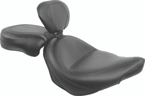 Mustang Motorcycle 79381 - Mustang 03-17 Victory Vegas/ Kingpin, 05-07 8-Ball Touring 2PC Seat w/ Driver Backrest - Black