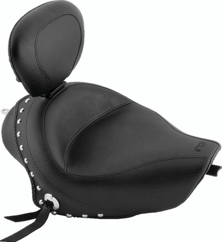 Mustang Motorcycle 79439 - Mustang 04-21 Harley Sportster 3.3 Wide Stud Touring Solo Seat w/Driver Backrest - Black