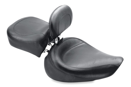Mustang Motorcycle 79129 - Mustang 91-05 Harley Dyna Wide Touring Solo Seat w/Driver Backrest - Black