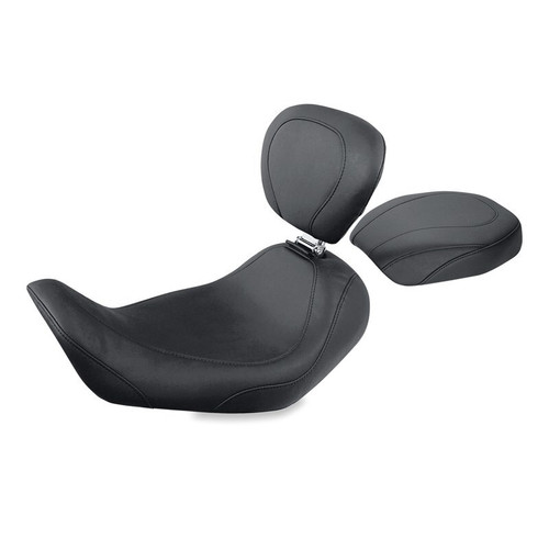 Mustang Motorcycle 79800 - Mustang 06-17 Harley Dyna Wide Tripper Solo Seat w/Driver Backrest - Black