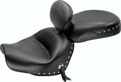 Mustang Motorcycle 79570 - Mustang 09-17 Yamaha V-Star 950, 950 Tourer Std Touring 2PC Seat w/Driver Backrest Studs - Black