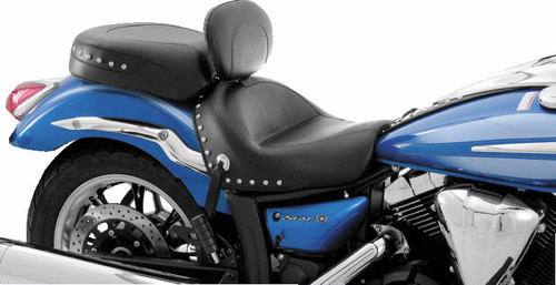 Mustang Motorcycle 79570 - Mustang 09-17 Yamaha V-Star 950, 950 Tourer Std Touring 2PC Seat w/Driver Backrest Studs - Black
