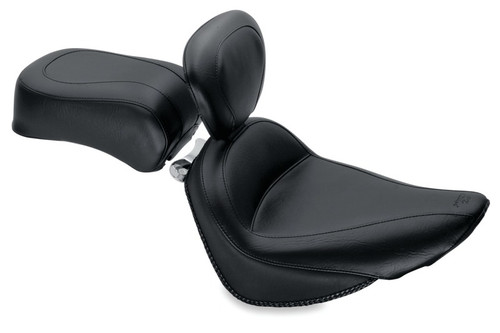 Mustang Motorcycle 79712 - Mustang 00-15 Harley Softail Standard Rear Tire Standard Touring Solo Seat w/Driver Backrest - Black