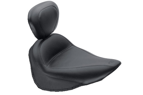 Mustang Motorcycle 79716 - Mustang 84-06 Harley Standard Rear Tire Standard Touring Solo Seat w/Driver Backrest - Black