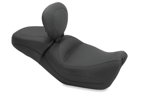 Mustang Motorcycle 79786 - Mustang 15-21 Harley Street Standard Touring 1PC Seat w/Driver Backrest - Black