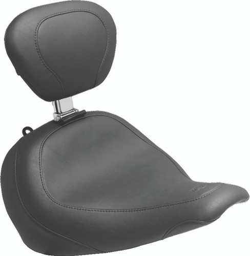 Mustang Motorcycle 79772 - Mustang 18-21 Harley Fat Boy Wide Tripper Solo Seat w/Driver Backrest - Black