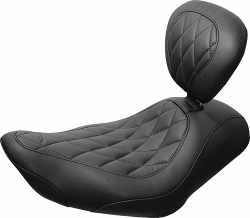 Mustang Motorcycle 79661 - Mustang 11-17 Yamaha Stryker Standard Touring 2PC Seat w/Driver Backrest - Black