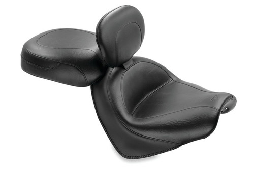 Mustang Motorcycle 79561 - Mustang 04-09 Honda VTX1300C Wide Touring 2PC Seat w/Driver Backrest - Black