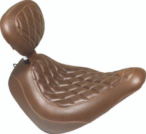 Mustang Motorcycle 83040 - Mustang 18-21 Harley Low Rider, Sport Glide Wide Tripper Solo Seat w/Driver Backrest Diamond - Brown