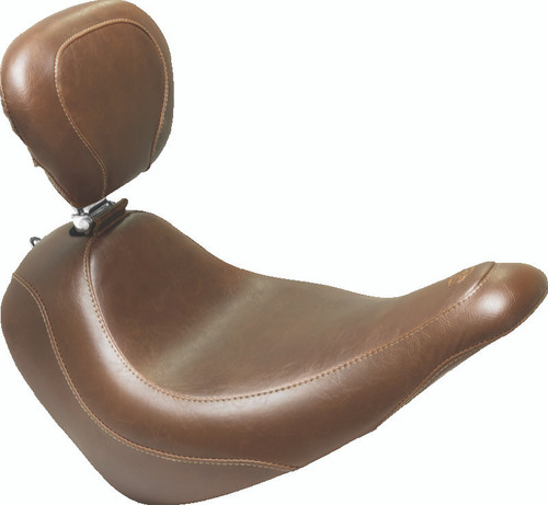Mustang Motorcycle 83037 - Mustang 18-21 Harley Low Rider, Sport Glide Wide Tripper Solo Seat w/Driver Backrest - Brown