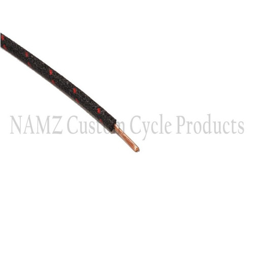 NAMZ NCBW-02 - OEM Color Cloth-Braided Wire 25ft. Pack 16g - Black w/Red Tracer
