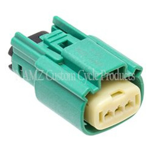 NAMZ NM-33471-0304 - 2007 VROD CAW/CD/CDX Main Harness Molex MX-150 3-Pos Male Connector - Green (HD 72540-07GN)