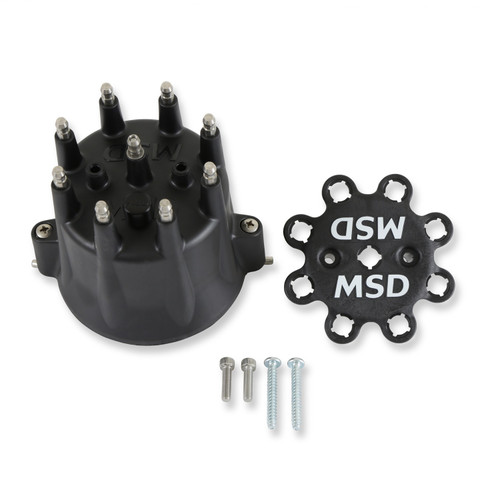 MSD 84333 - Distributor Cap - V8 - HEI Terminals - Black - Spark Plug Wire Retainer