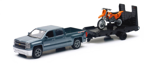 New Ray Toys 19535A - Chevy Silverado Pickup with Dirt Bike/ Scale - 1:43