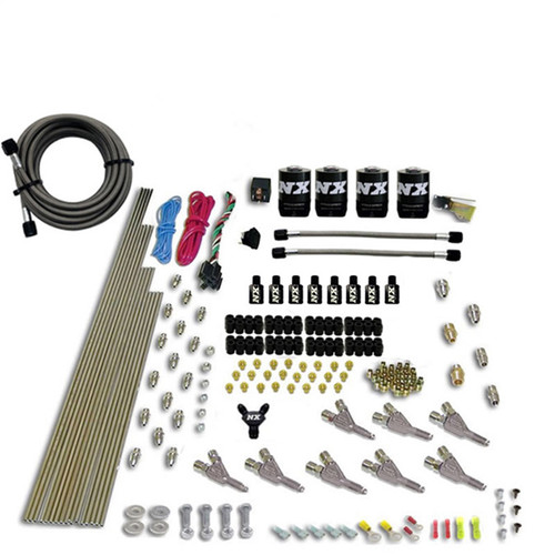 Nitrous Express 80016-00 - Vortech Nozzle Nitrous Kit (200-500HP) Gas w/Dist Block & 4 Solenoids w/o Bottle