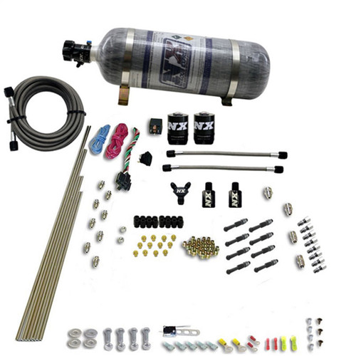 Nitrous Express 93006-12 - 8 Cyl Dry Direct Port 2 Solenoids Nitrous Kit (200-600HP) w/Composite Bottle