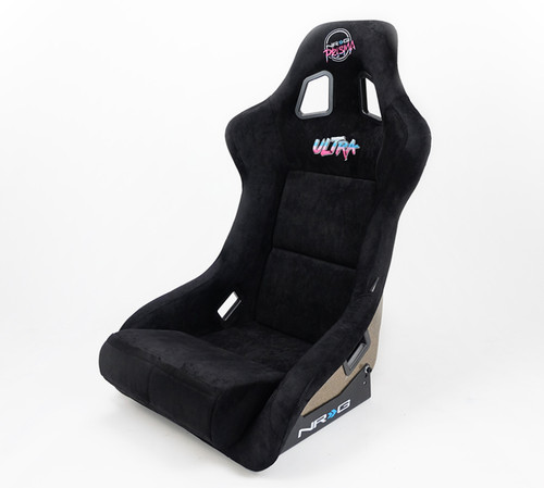 NRG FRP-302BK-ULTRA - FRP Bucket Seat ULTRA Edition - Large (Black Alcantara/Gold Glitter Back)