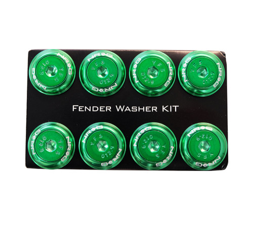 NRG FW-800GN - Fender Washer Kit w/Color Matched M8 Bolt Rivets For Plastic (Green) - Set of 8