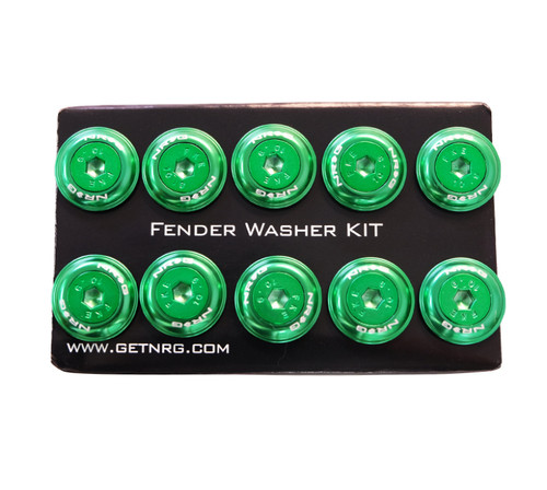 NRG FW-150GN - Fender Washer Kit w/Color Matched M6 Bolt Rivets For Plastic (Green) - Set of 10